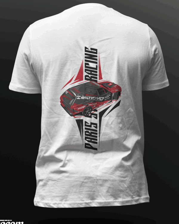 t-shirt classic PSR paris street racing homme blanc dos
