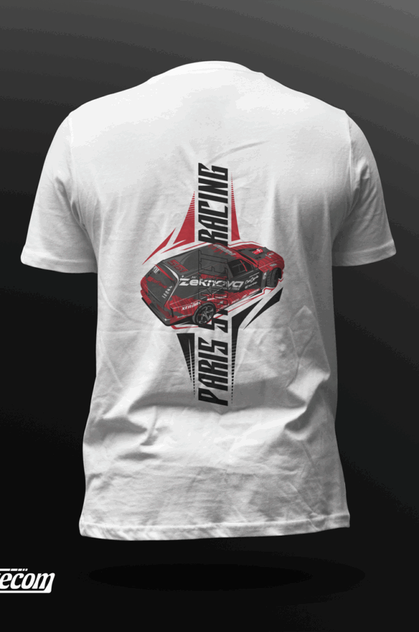 t-shirt classic PSR paris street racing homme blanc dos