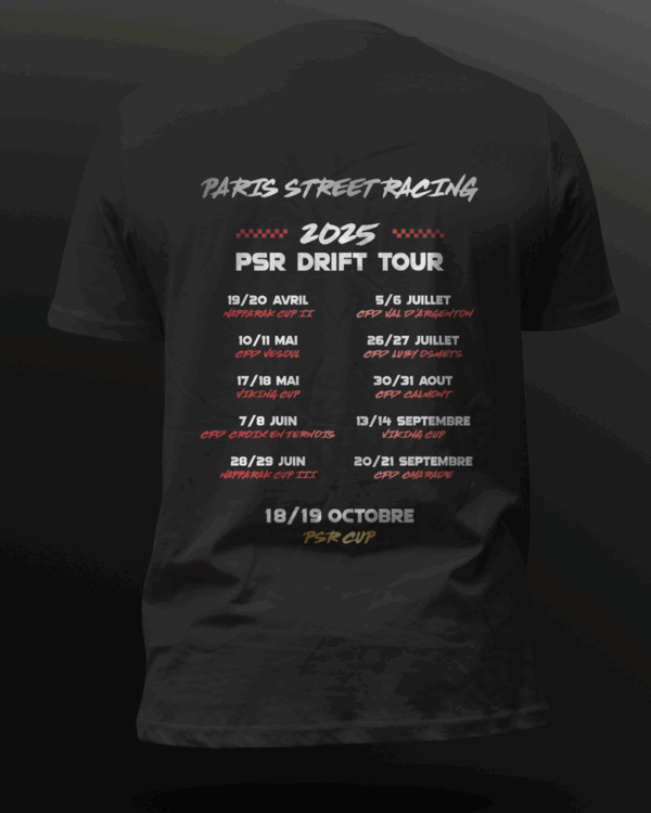 MOCKUP-TSHIRT-NASCAR T-shirt PSR saison 2025 drift dos