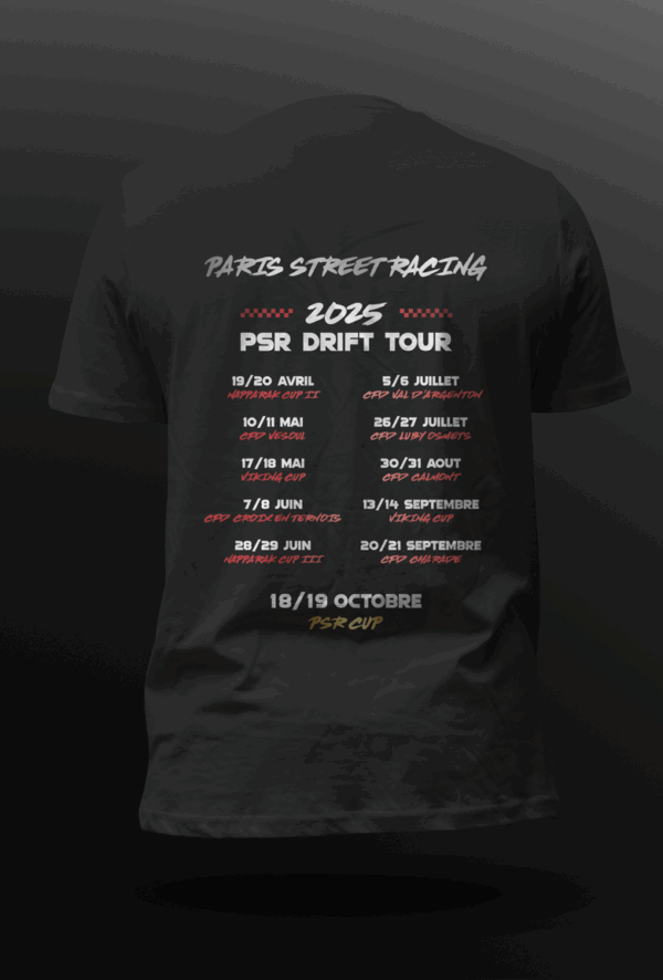 T-shirt PSR saison 2025 drift dos